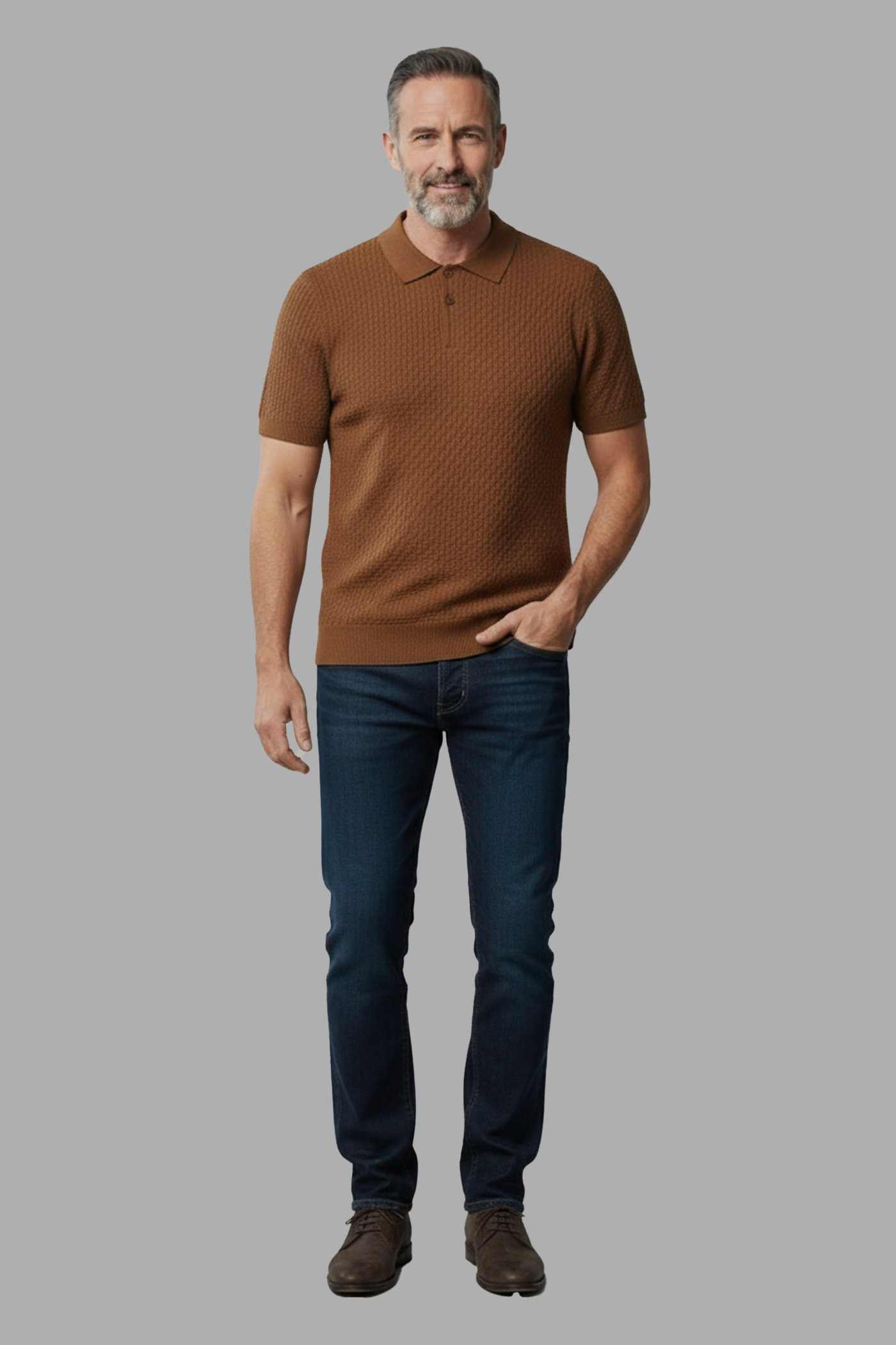 ZonkeBold Luxe Brown Textured  Golf Polo T-Shirt