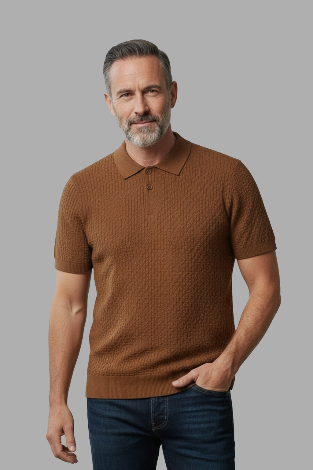 ZonkeBold Luxe Brown Textured  Golf Polo T-Shirt