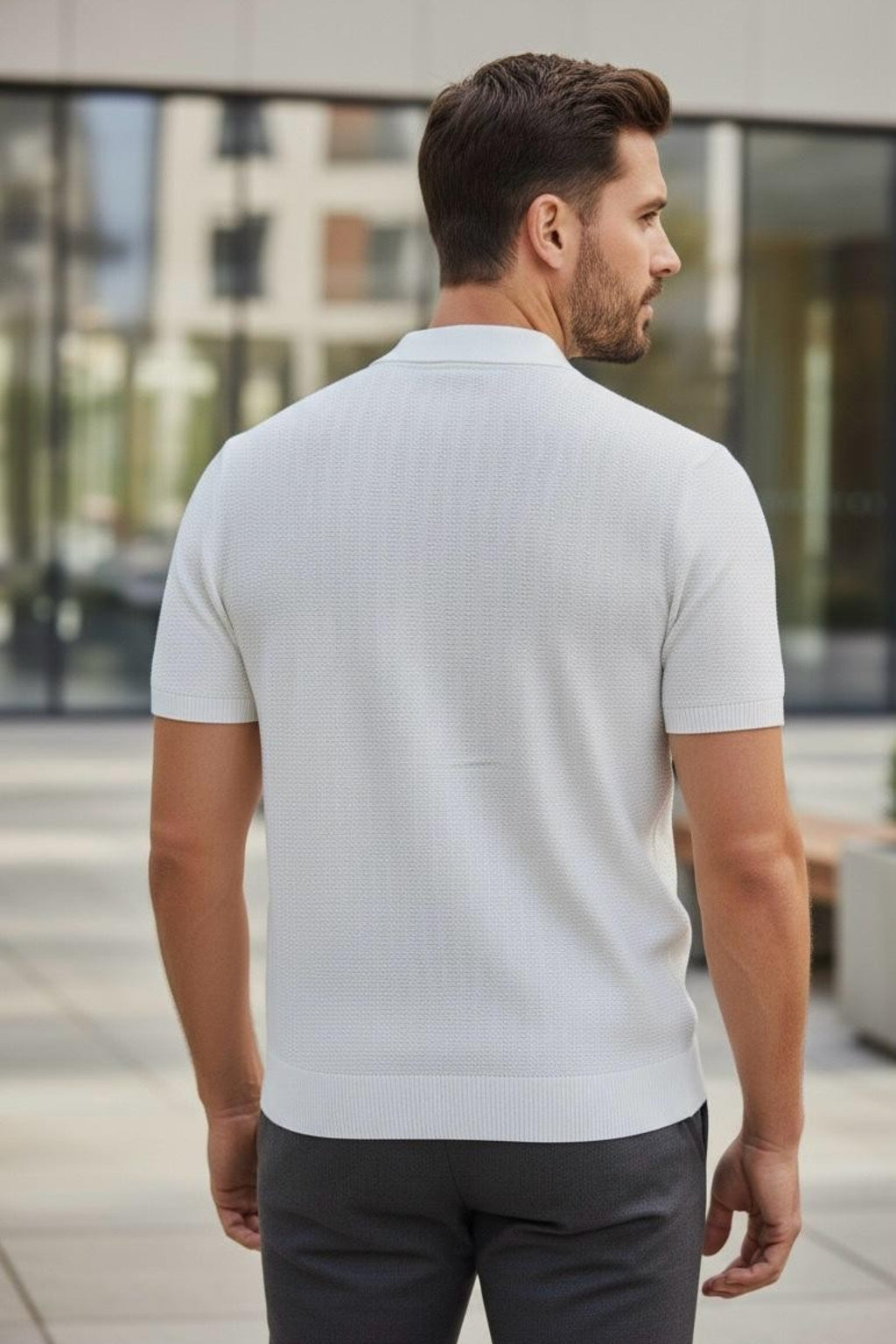 ZonkeBold Luxe White Textured White Golf Polo T-Shirt