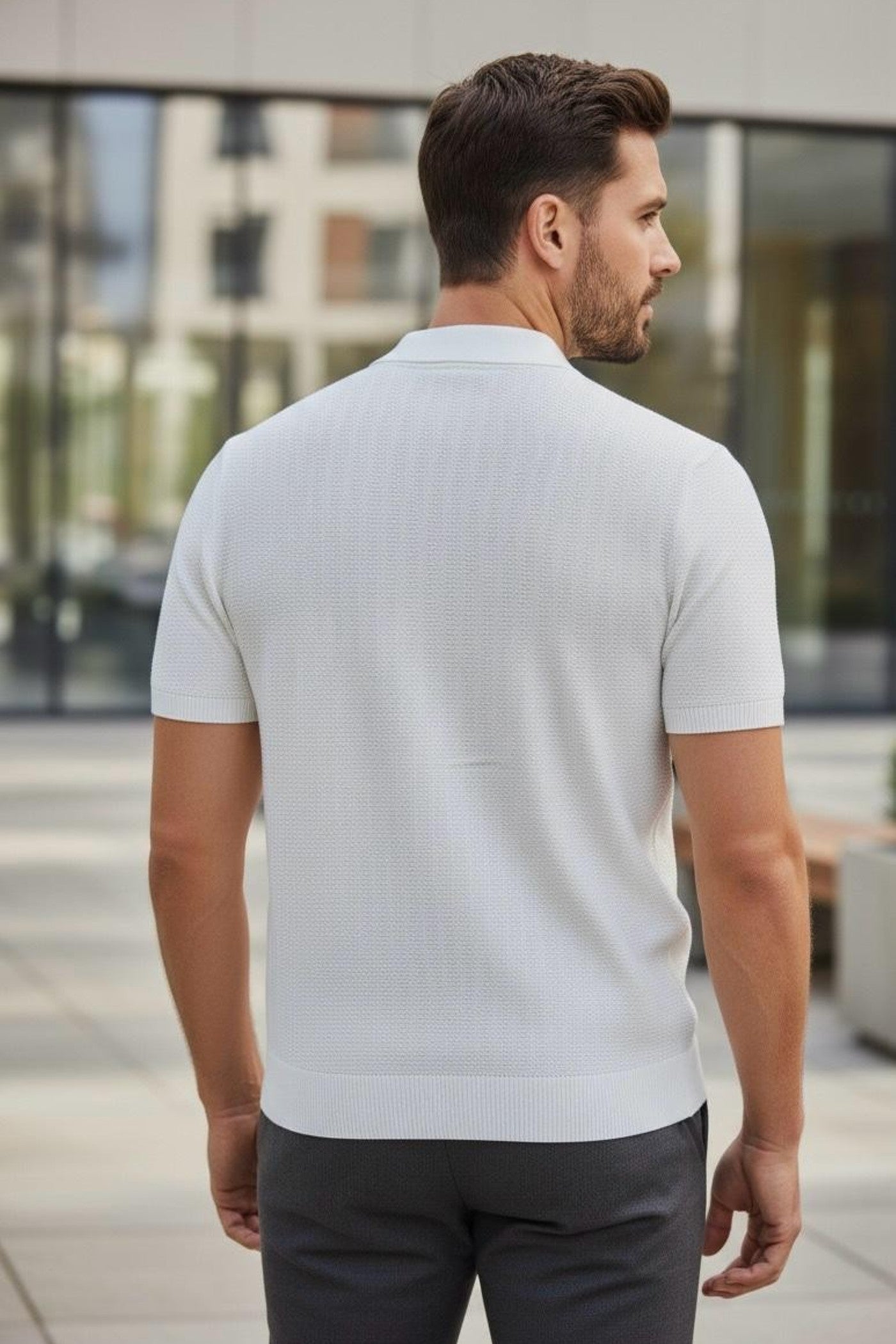 ZonkeBold Luxe White Textured White Golf Polo T-Shirt