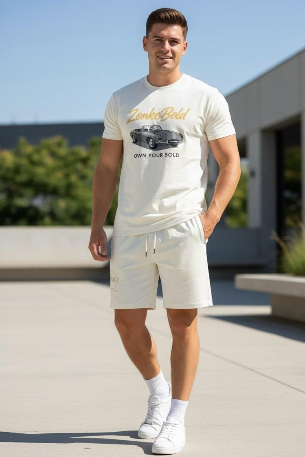 ZonkeBold Men’s Luxe  Co-ord Set – Ivory