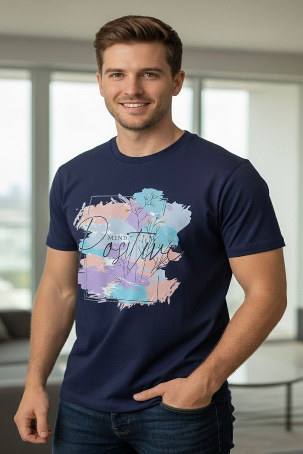 Navy Blue Graphic T-Shirt – Mind Positive