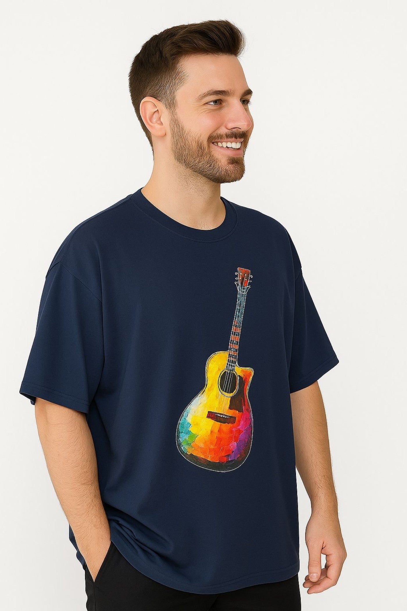 Blue Guitar Splash Oversized T-Shirt