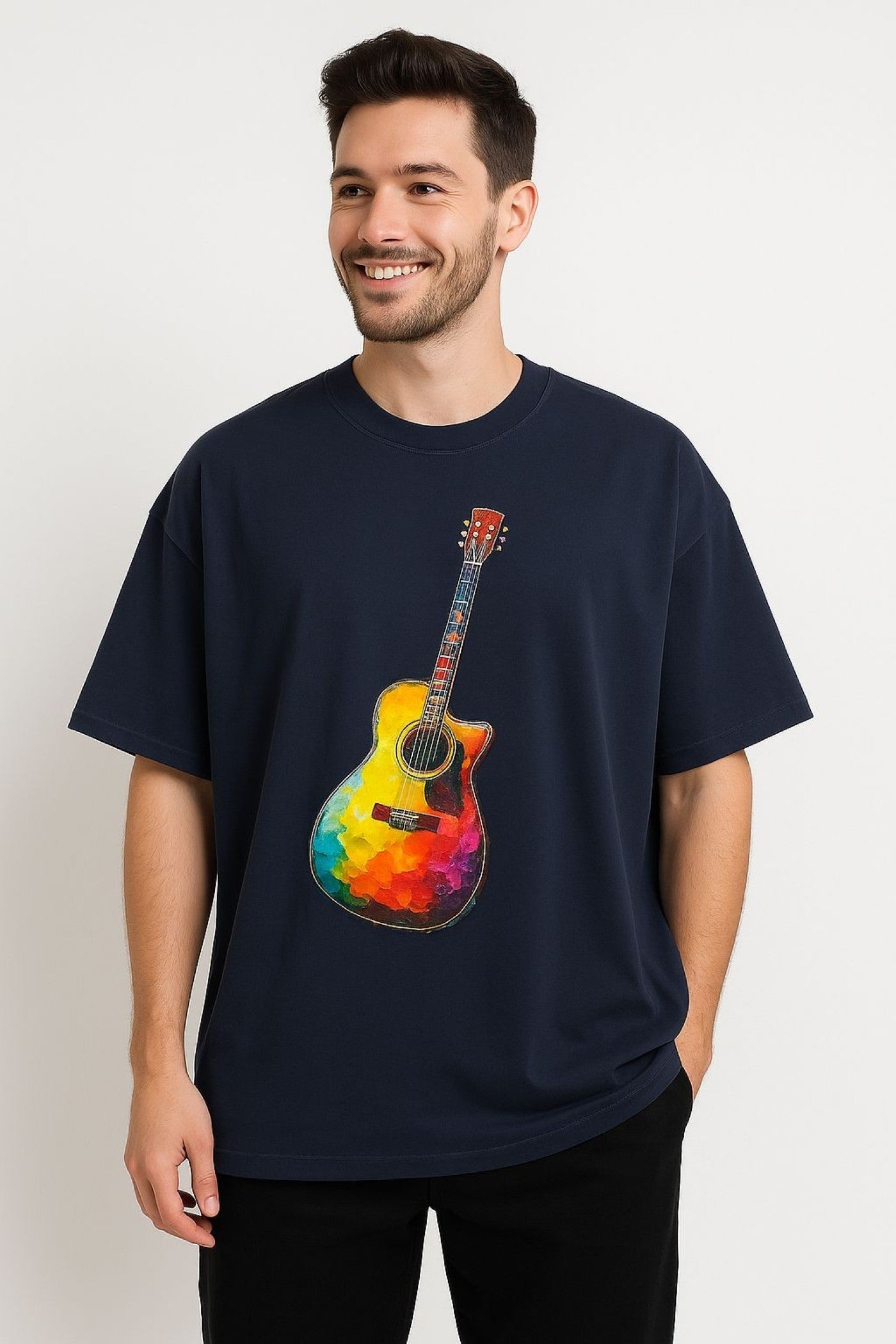 Blue Guitar Splash Oversized T-Shirt